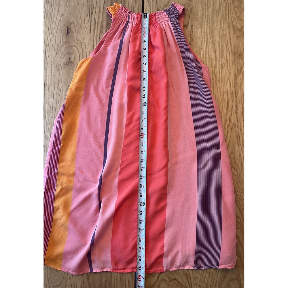 LOFT Striped Halter‎ Swing Mini Dress Womens XS Pink Orange Boho Summer - Picture 7 of 8
